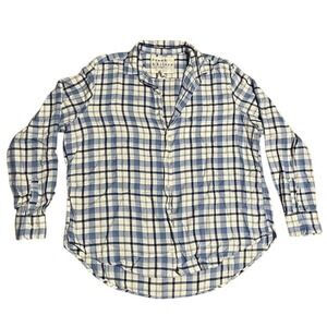 Frank & Eileen Eileen Relaxed Button-Up Shirt Modal Plaid Blue White Large